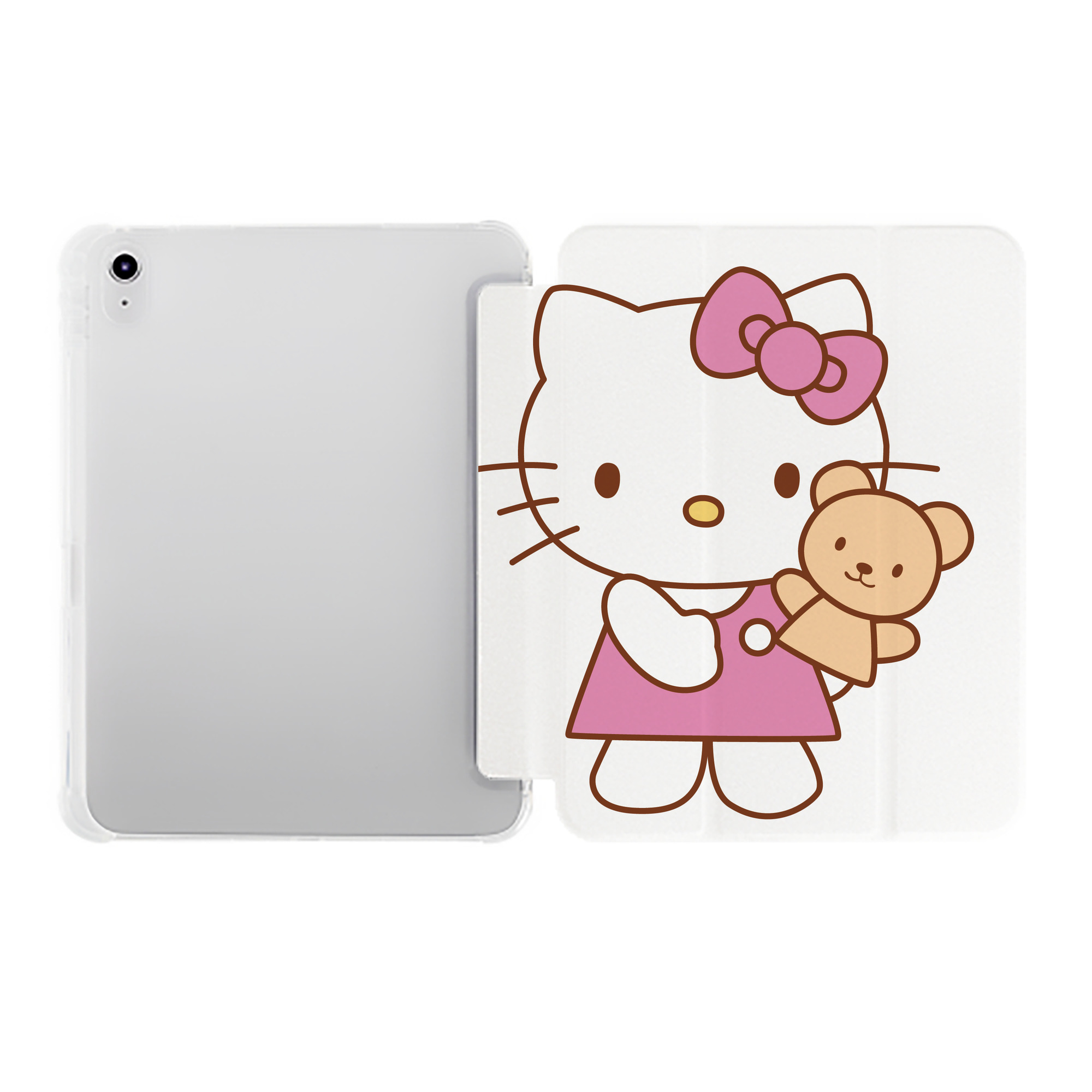 （画像用） Hello Kitty ハローキティ IPad ケース ペン収納付き 三つ折りスタンド PUレザー×シリコン 対応機種9.5/10.5/10.9インチ